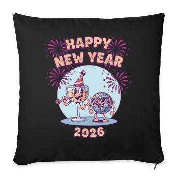 Bonne Année 2026 Célébration des feux d’artifice - Housse de coussin décorative 45 x 45 cm - noir - Devant