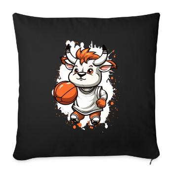 Basketball Stier Comic - Sofakissenbezug 45 x 45 cm - Schwarz - Vorne