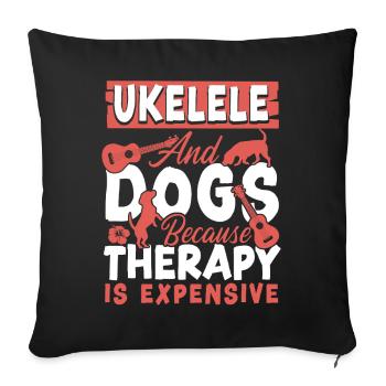Hawaiian Ukulele Uke Dog Ukulele - Sofakissenbezug 45 x 45 cm - Schwarz - Vorne