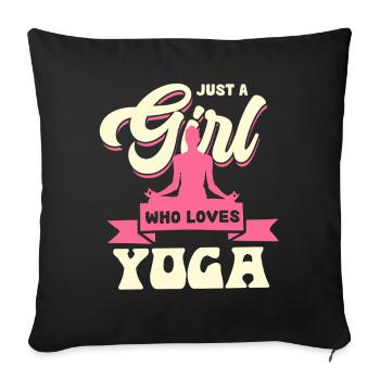 Fille passionnée de yoga - Housse de coussin décorative 45 x 45 cm - noir - Devant