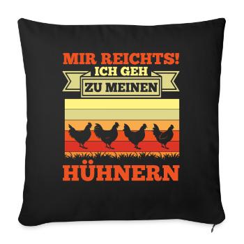 Hühner Hühnerbauer Bauer Landwirt Huhn - Sofakissenbezug 45 x 45 cm - Schwarz - Vorne
