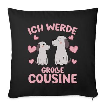 Un grand cousin annonce un chiot de chien - Housse de coussin décorative 45 x 45 cm - noir - Devant