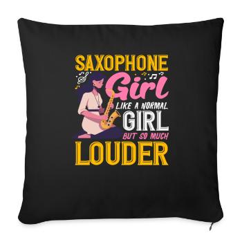 Women Louder Saxophone Saxophonist - Sofa pillowcase 17,3'' x 17,3'' (45 x 45 cm) - black - Front