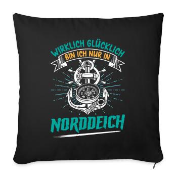 North Sea I'M ONLY REALLY HAPPY IN - Sofa pillowcase 17,3'' x 17,3'' (45 x 45 cm) - black - Front
