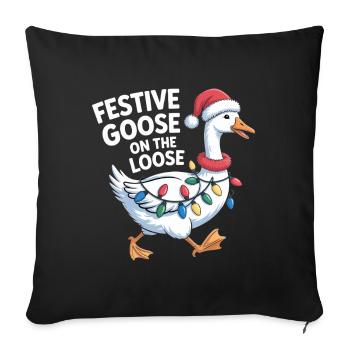 Festive Goose On The Loose - Sofa pillowcase 17,3'' x 17,3'' (45 x 45 cm) - black - Front
