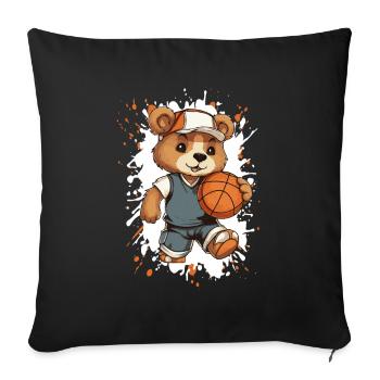 Basketball Bear in Outfit - Sofa pillowcase 17,3'' x 17,3'' (45 x 45 cm) - black - Front