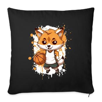 Basketball Fuchs Comic - Sofakissenbezug 45 x 45 cm - Schwarz - Vorne