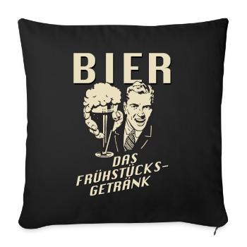 Bière, la boisson du petit-déjeuner - Housse de coussin décorative 45 x 45 cm - noir - Devant