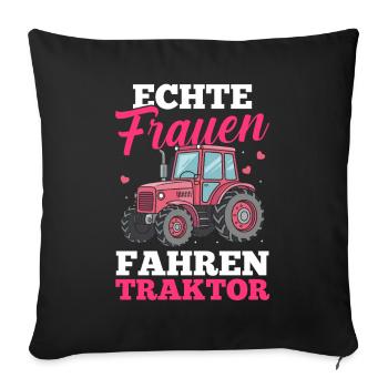 Trecker Landwirt Bauer Traktorfahrer Traktor - Sofakissenbezug 45 x 45 cm - Schwarz - Vorne