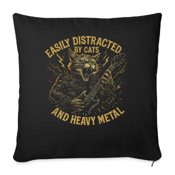Musique de chat, Heavy Metal Idées de cadeau de chats drôle. - Housse de coussin décorative 45 x 45 cm - noir - Devant