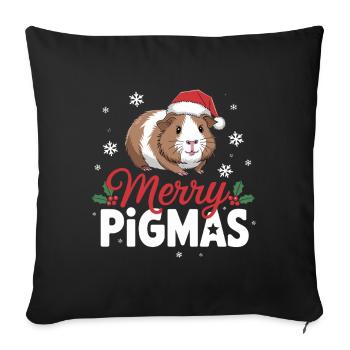 Merry Pigmas Funny Guinea Pig Christmas - Sofa pillowcase 17,3'' x 17,3'' (45 x 45 cm) - black - Front