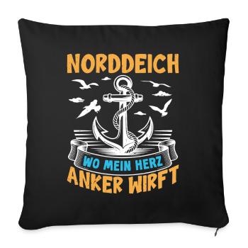 NORDDEICH WHERE MY HEART DROPS ANCHOR Funny - Sofa pillowcase 17,3'' x 17,3'' (45 x 45 cm) - black - Front