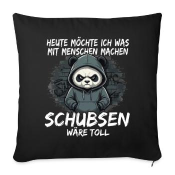 Grim Panda – Bousculade sarcastique - Housse de coussin décorative 45 x 45 cm - noir - Devant