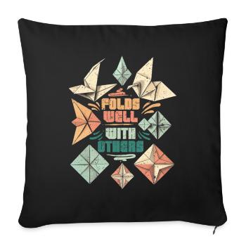 Origami Fold Well With Others - Sofa pillowcase 17,3'' x 17,3'' (45 x 45 cm) - black - Front