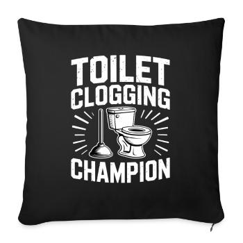 Champion du bouchon des toilettes Klo Humour - Housse de coussin décorative 45 x 45 cm - noir - Devant