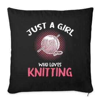 Juste une fille qui aime tricoter - Housse de coussin décorative 45 x 45 cm - noir - Devant