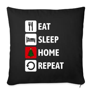 Mange, dors à la maison, recommence - Noël à la maison - Housse de coussin décorative 45 x 45 cm - noir - Devant