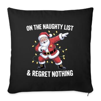 Lustiger Weihnachts-Weihnachtsmann auf der Naughty List - Sofakissenbezug 45 x 45 cm - Schwarz - Vorne