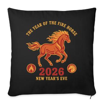 The Year Of The Fire Horse 2026 New Year's Eve - Sofa pillowcase 17,3'' x 17,3'' (45 x 45 cm) - black - Front