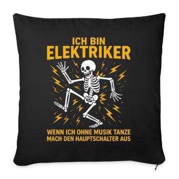 Électricien qui dit drôle, je suis électricien - Housse de coussin décorative 45 x 45 cm - noir - Devant