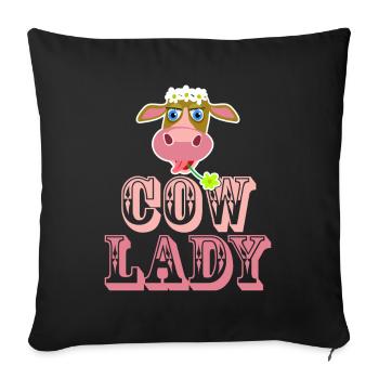 Cow Lady - for cow friends - Sofa pillowcase 17,3'' x 17,3'' (45 x 45 cm) - black - Front