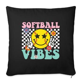 Ambiances de softball : graphique sympa et amusant pour les joueurs et les fans - Housse de coussin décorative 45 x 45 cm - noir - Devant