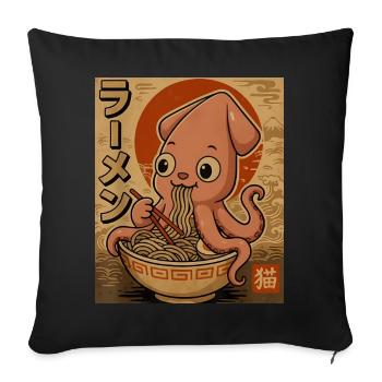Ramen Octopus Cartoon in Sepia - Sofa pillowcase 17,3'' x 17,3'' (45 x 45 cm) - black - Front