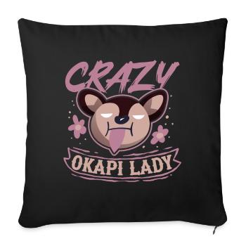 Crazy Okapi Lady - Sofa pillowcase 17,3'' x 17,3'' (45 x 45 cm) - black - Front