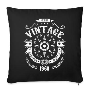 Original 1968 Vintage Vintage Birthday 1968 - Sofa pillowcase 17,3'' x 17,3'' (45 x 45 cm) - black - Front