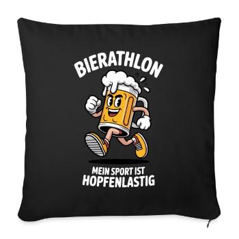 Bierathlon – Hopfenlastiger Laufsport-Gag - Sofakissenbezug 45 x 45 cm - Schwarz - Vorne