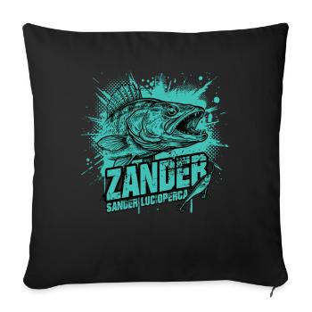 Zander Angler: The predator hunter - Sofa pillowcase 17,3'' x 17,3'' (45 x 45 cm) - black - Front