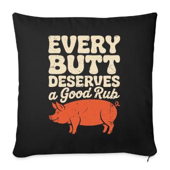Art BBQ drôle pour hommes, femmes grillant de la viande - Housse de coussin décorative 45 x 45 cm - noir - Devant
