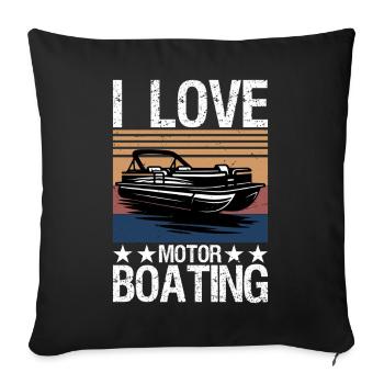 I Love Motor Boating Motorboating Funny Boat - Sofa pillowcase 17,3'' x 17,3'' (45 x 45 cm) - black - Front