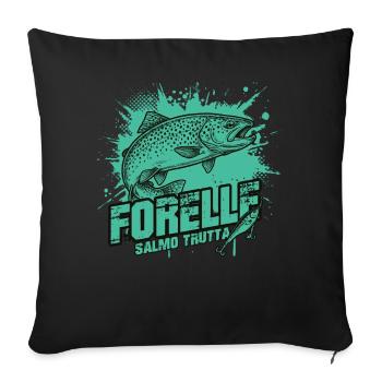 Trout – Beauty on the hook - Sofa pillowcase 17,3'' x 17,3'' (45 x 45 cm) - black - Front