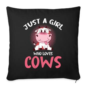Only one girl loves cows - Sofa pillowcase 17,3'' x 17,3'' (45 x 45 cm) - black - Front