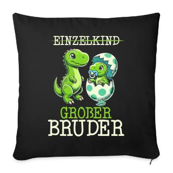 Motif de frère et de sœur dinosaure dinosaure Big Brother - Housse de coussin décorative 45 x 45 cm - noir - Devant