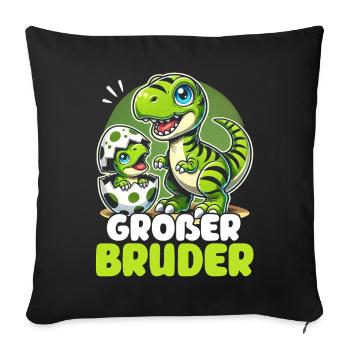 Motif de frère et de sœur dinosaure dinosaure Big Brother - Housse de coussin décorative 45 x 45 cm - noir - Devant