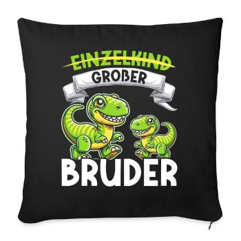 Motif de frère et de sœur dinosaure dinosaure Big Brother - Housse de coussin décorative 45 x 45 cm - noir - Devant