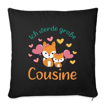 Soon big cousin 2026 Foxes become big cousin - Sofa pillowcase 17,3'' x 17,3'' (45 x 45 cm) - black - Front