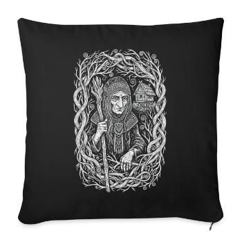 Art populaire de la forêt slave de Baba Yaga - Housse de coussin décorative 45 x 45 cm - noir - Devant