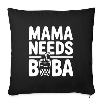 Mama Needs Boba - Sofa pillowcase 17,3'' x 17,3'' (45 x 45 cm) - black - Front