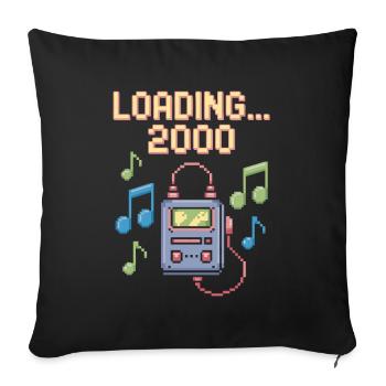 Retro Pixel Design – Chargement 2000 - Housse de coussin décorative 45 x 45 cm - noir - Devant
