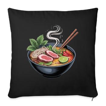 Ramen-Bowl mit Lamm und Limette - Sofakissenbezug 45 x 45 cm - Schwarz - Vorne