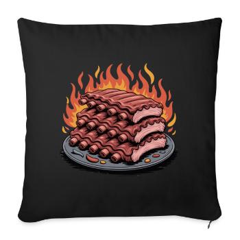 Fire grilled rib platter - Sofa pillowcase 17,3'' x 17,3'' (45 x 45 cm) - black - Front