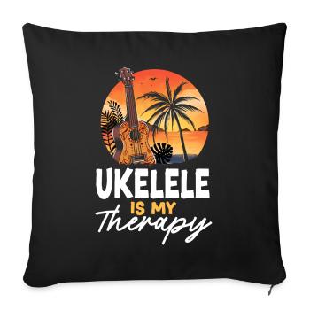 Ukulélé hawaïen ukélé ukélé est mon - Housse de coussin décorative 45 x 45 cm - noir - Devant