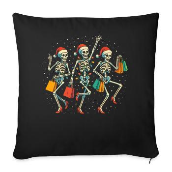 Dancing skeleton shoppers - Sofa pillowcase 17,3'' x 17,3'' (45 x 45 cm) - black - Front