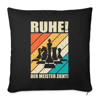 Schachspieler Geschenke Schach Zubehör Schachbrett - Sofakissenbezug 45 x 45 cm - Schwarz - Vorne