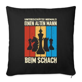 Schachspieler Geschenke Schach Zubehör Schachbrett - Sofakissenbezug 45 x 45 cm - Schwarz - Vorne