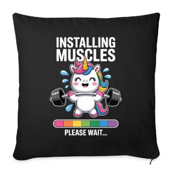 Unicorn Weight Training Installing Muscles - Sofa pillowcase 17,3'' x 17,3'' (45 x 45 cm) - black - Front