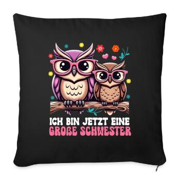 Big sister Owls Older baby Siblings - Sofa pillowcase 17,3'' x 17,3'' (45 x 45 cm) - black - Front